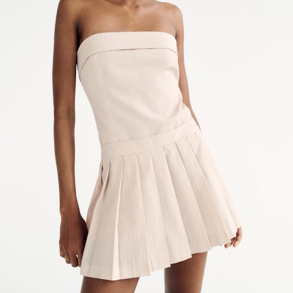 NWT Zara striped pale pink strapless dress
